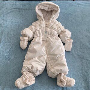 GAP Baby Gap Warmest Puffer Snow Suit/ Snowsuit in Ivory Frost 0-6 mo NWT